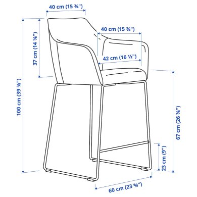 IKEA Барный стул TOSSBERG Темно-серый (ИКЕА ТОССБЕРГ) 00568238 фото - 5