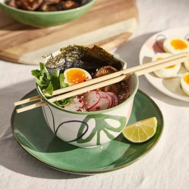 Набор посуды для рамена Duka RAMEN  | Белый / Зеленый / Принт 1218142 фото - 7