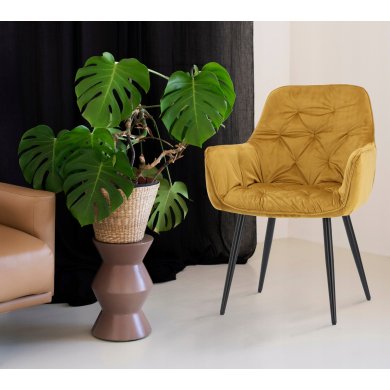 Обеденный стул Chomik CHERRY Welur Желтый - 5 Обеденный стул Chomik CHERRY Welur Желтый FAT2968 фото - 5