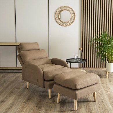 Крісло м'яке розкладне з пуфом Mebel Elit HENRY Коричневий - 11 Крісло м'яке розкладне з пуфом Mebel Elit HENRY Коричневий ME.HENRY/BR/T/FW фото - 11