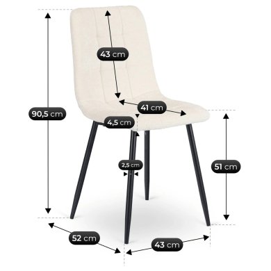 Обеденный стул Mebel Elit PASSO Boucle Кремовый ME.PASSO/KR/CZ/TB/K фото - 6