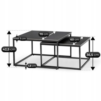 Комплект журнальних столів Mebel Elit TENOR Ceramic Marmur 2 шт Чорний ME.TENOR/CZCER/CZ/L фото - 7