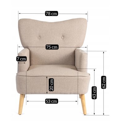 Кресло мягкое Mebel Elit BUNNY Бежевый - 12 Кресло мягкое Mebel Elit BUNNY Бежевый ME.BUNNY/BZ/DK/T/FW фото - 12