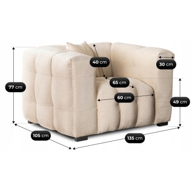 Кресло мягкое Mebel Elit MODERNO 1S Кремовый ME.MODERNO1S/KR/TB/FW фото - 10