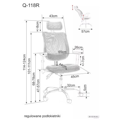 Офісне крісло Signal Q-118R Сірий OBRQ118RSZ фото - 8
