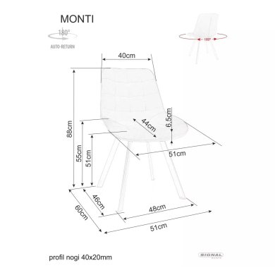 Обідній стілець поворотний Signal MONTI Leo Темно-бежевий MONTILEKCBE фото - 10