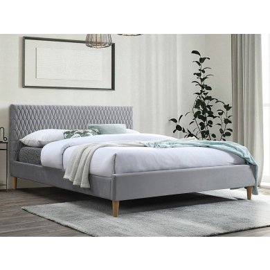 Кровать Signal Azurro Velvet | 140х200 / Светло-серый / Дуб (Bluvel 03) AZURROV140JSZD
