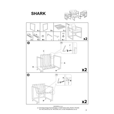 Комплект садовой мебели Halmar SHARK Капучино - 19 Комплект садовой мебели Halmar SHARK Капучино V-CH-SHARK-ZESTAW фото - 19