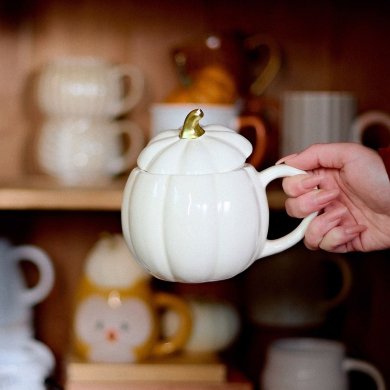 Кружка з кришкою Homla PUMPKIE 600 мл Білий 230763 фото - 8