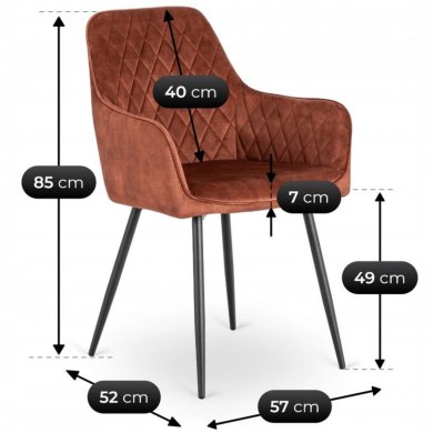 Обідній стілець Mebel Elit BRESSO Welur Рудий ME.BRESSO/RD/CZ/V/K фото - 8