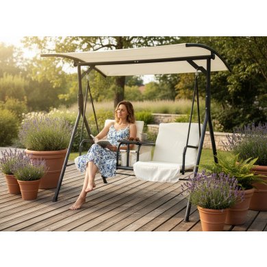 Садова гойдалка Garden Line 170x110x165 см Бежевий KRE6779 фото - 4