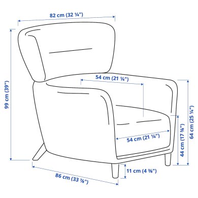 IKEA Кресло мягкое OSKARSHAMN Серый (ИКЕА Оскарсхамн) 20523611 фото - 3