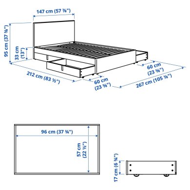 IKEA Ліжко GLADSTAD 140x200 см Сірий (ИКЕА ГЛАДСТАД) 09407024 фото - 11
