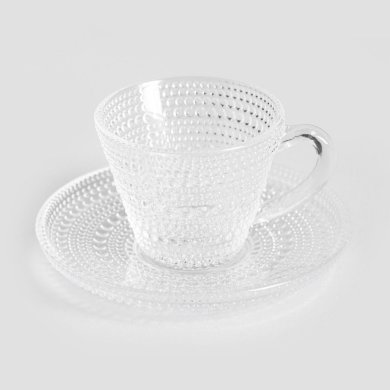 Чашка с блюдцем Homla COUPE 80 мл Прозрачный 241434 фото - 3