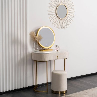 Туалетный стол c пуфом Mebel Elit ASHLEY MINI Marmur Бежевый ME.ASHLEYMINI/BZ/ZL/B фото - 3