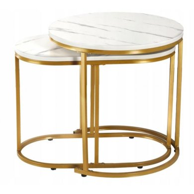 Комплект журнальных столов Chomik II Marmur 2 шт Белый - 2 Комплект журнальных столов Chomik II Marmur 2 шт Белый FAT1466 фото - 2