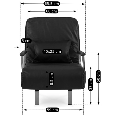 Крісло м'яке розкладне Mebel Elit DARK Чорний ME.DARK/CZ/T/FW фото - 7