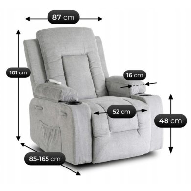 Кресло мягкое раскладное массажное с реклайнером Mebel Elit BOX 2 Серый ME.BOX2/P/T/FW фото - 14