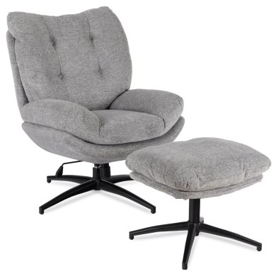 Кресло мягкое поворотное с подставкой Mebel Elit FREMONT Серый ME.FREMONT/P/CZ/T/FW