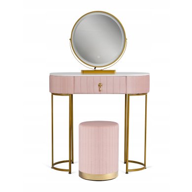 Туалетний стіл з пуфом Mebel Elit ASHLEY MINI Marmur Рожевий - 2 Туалетний стіл з пуфом Mebel Elit ASHLEY MINI Marmur Рожевий ME.ASHLEYMINI/R/ZL/B фото - 2