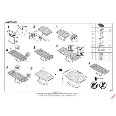 Раскладной обеденный стол Halmar ANDERSON Черный V-CH-ANDERSON-ST фото - 2
