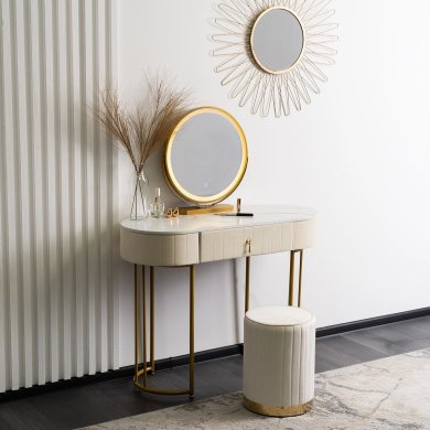 Туалетний стіл з пуфом Mebel Elit ASHLEY Marmur Бежевий ME.ASHLEY/BZ/ZL/B фото - 3