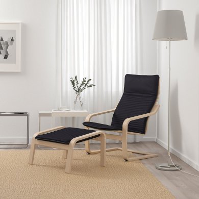 IKEA Кресло-качалка с подставкой POANG Черный (ИКЕА ПОАНГ) 79484207 фото - 2