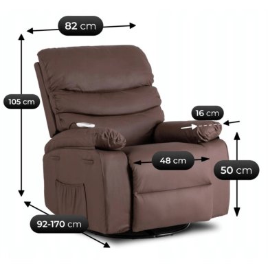 Крісло м'яке розкладне масажне з реклайнером Mebel Elit BRUCE Коричневий ME.BRUCE/BR/E/FW фото - 14
