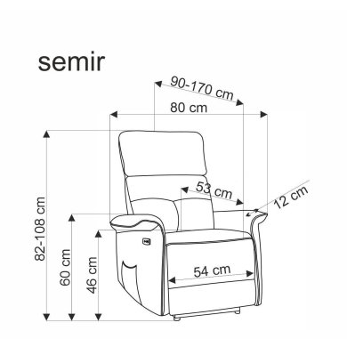 Кресло мягкое раскладное массажное с реклайнером Halmar SEMIR 2 Welur Бежевый V-CH-SEMIR_2-FOT-BEŻOWY фото - 2