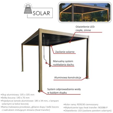 Пергола з LED підсвіткою Garden Line 3x3 м Дерево RIT1415 фото - 6