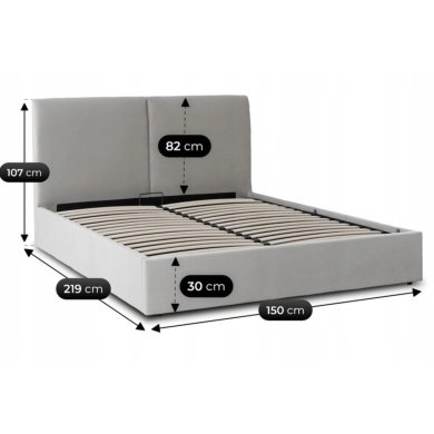 Кровать Mebel Elit MARSYLIA Welur 140x200 см Серый ME.MARSYLIA/140/P/V/LOZZPOJ фото - 11