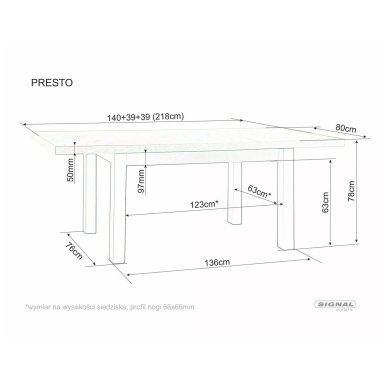 Раскладной обеденный стол Signal PRESTO Черный PRESTODACZ140 фото - 13