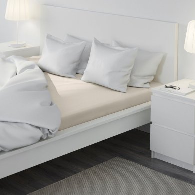IKEA Простирадло на резинці DVALA 160х200 см Бежевий (ИКЕА DVALA) 50357163 фото - 4