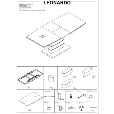 Розкладний обідній стіл Signal LEONARDO Білий LEONARDOBB140 фото - 2