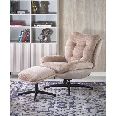 Кресло мягкое поворотное с подставкой Halmar PESTO Бежевый V-CH-PESTO-FOT-BEŻOWY фото - 11