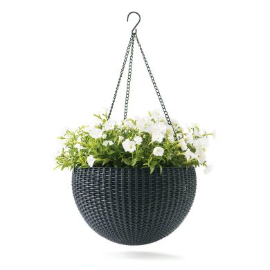 Подвесной горшок Keter Rattan Style Hanging | Антрацит 253845