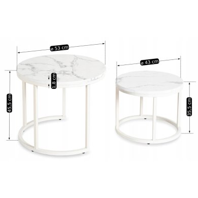 Комплект журнальних столів Mebel Elit JOE Marmur 2 шт Білий ME.JOE/BM/B/L фото - 13