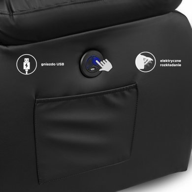 Кресло мягкое раскладное массажное с реклайнером Mebel Elit BONO Черный ME.BONO/CZ/E/FW фото - 10