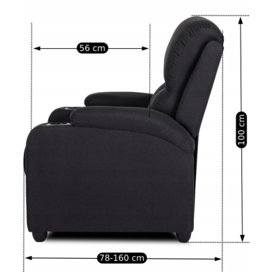 Кресло мягкое раскладное с реклайнером Mebel Elit Bobby Черный ME.BOBBY2/CZ/T/FW фото - 3