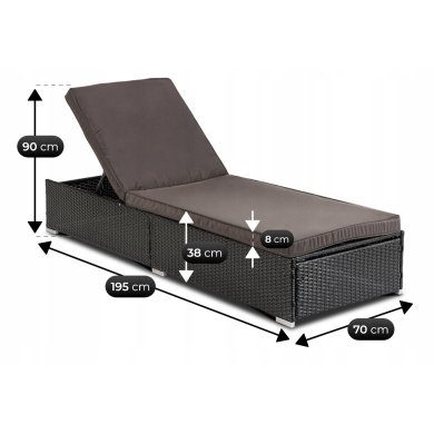 Шезлонг Mebel Elit LARGO Черный ME.LARGO/CZ/RT/OGR/LEZ фото - 8