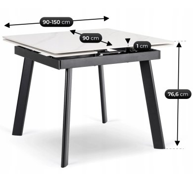 Розкладний обідній стіл Mebel Elit LARES Ceramic Marmur Білий ME.LARES/B/CZ/CER/S90-150 фото - 8