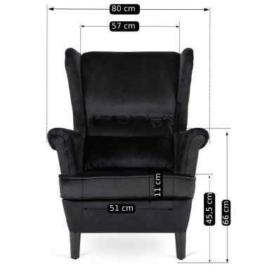 Крісло м'яке Mebel Elit KLARIS 2 Welur Чорний ME.KLARIS2/CZ/V/FW фото - 15