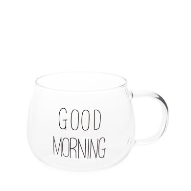 Кружка Homla GOOD MORNING 0,4 л | Прозрачный  / Ченый принт 211248
