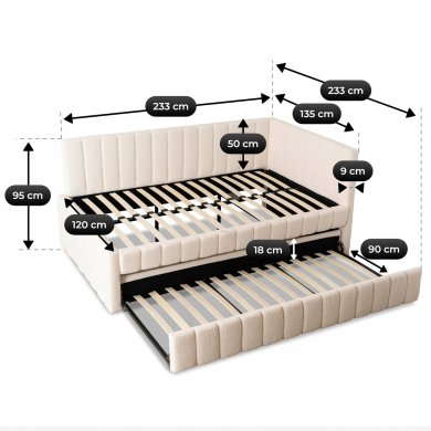 Раскладная кушетка Mebel Elit VILLEMO Boucle 120x200 см Кремовый ME.VILLEMO/120/90/KR/TB/LOZWYS фото - 8