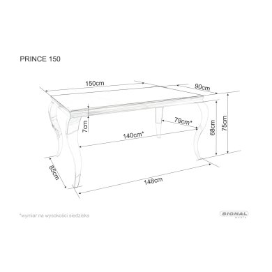 Обідній стіл Signal PRINCE Marmur Білий PRINCECBCH150 фото - 9