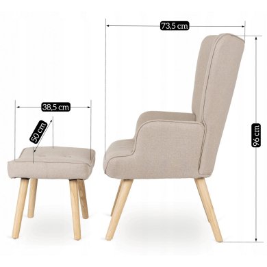 Крісло м'яке з підставкою Mebel Elit LOZANO 2 Бежевий - 13 Крісло м'яке з підставкою Mebel Elit LOZANO 2 Бежевий ME.LOZANO2/BZ/DK/T/FW фото - 13