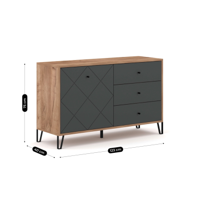 Комод Mebel Elit BACARDI Графіт - 5 Комод Mebel Elit BACARDI Графіт W.BILBAO/BL5/DC/GRAF/KOM1D3S фото - 5