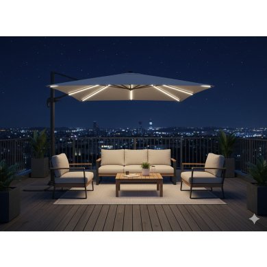 Садова парасоля з чохлом і LED підсвіткою Garden Line ROMA 300x300 см Сірий GAO1558 фото - 11