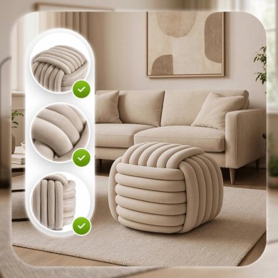 Пуф Mebel Elit MAGMA Welur Кремовый ME.MAGMA/KR/V/PUF фото - 6