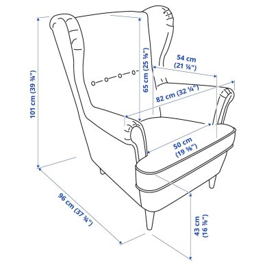 IKEA Крісло м'яке з пуфом STRANDMON Бежевий (ИКЕА СТРАНДМОН) 79483905 фото - 6